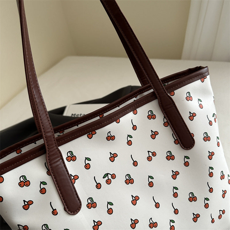 Trendy Cherry Print Tote Bag