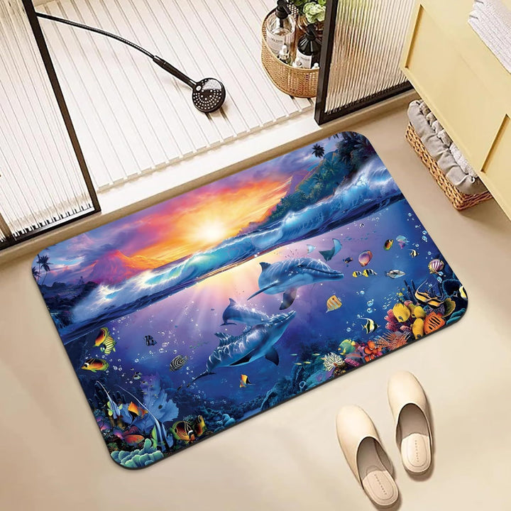 Dolphin-Themed Decorative Bath Mat