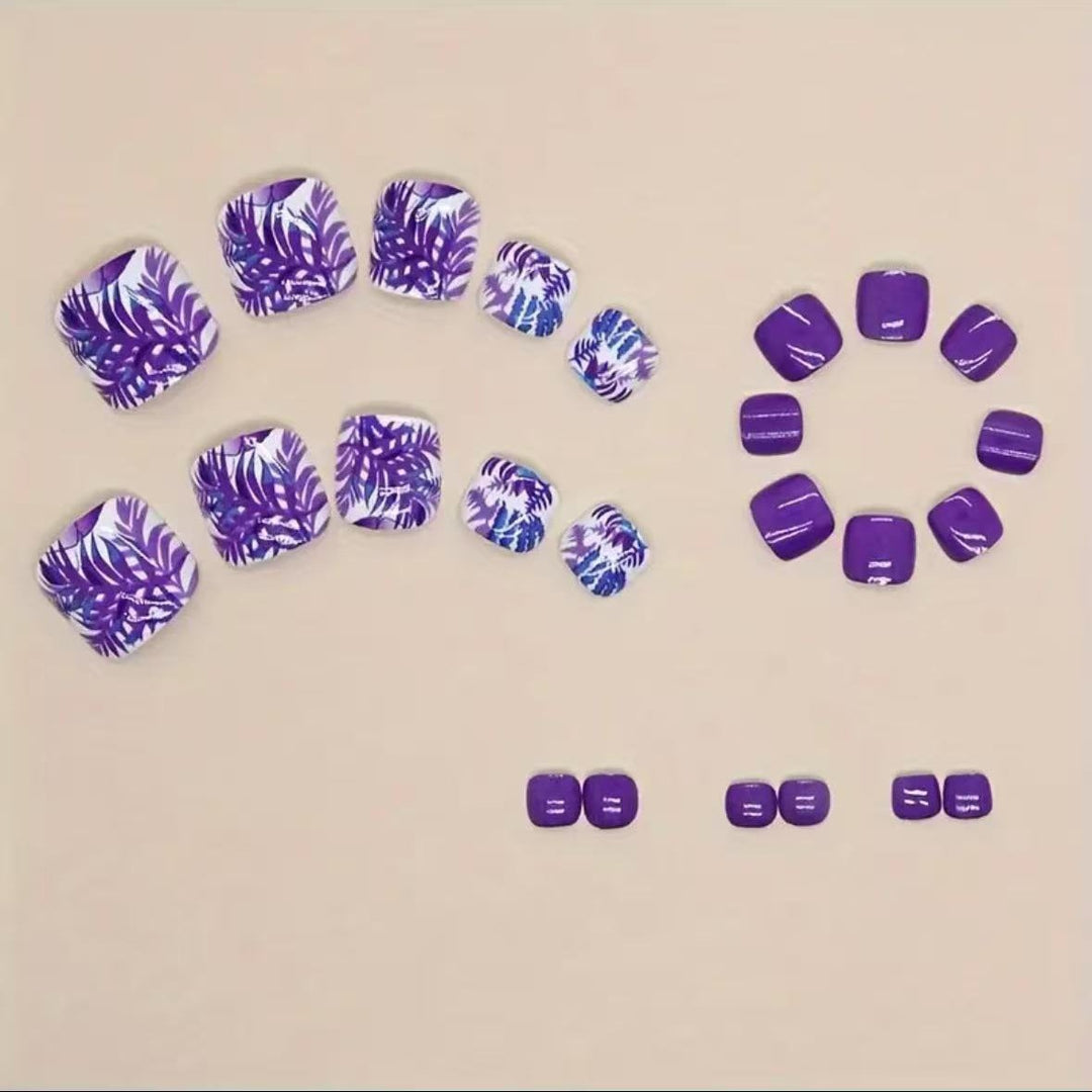 Nail art set with vibrant tropical motifs and glossy finish Kalsten