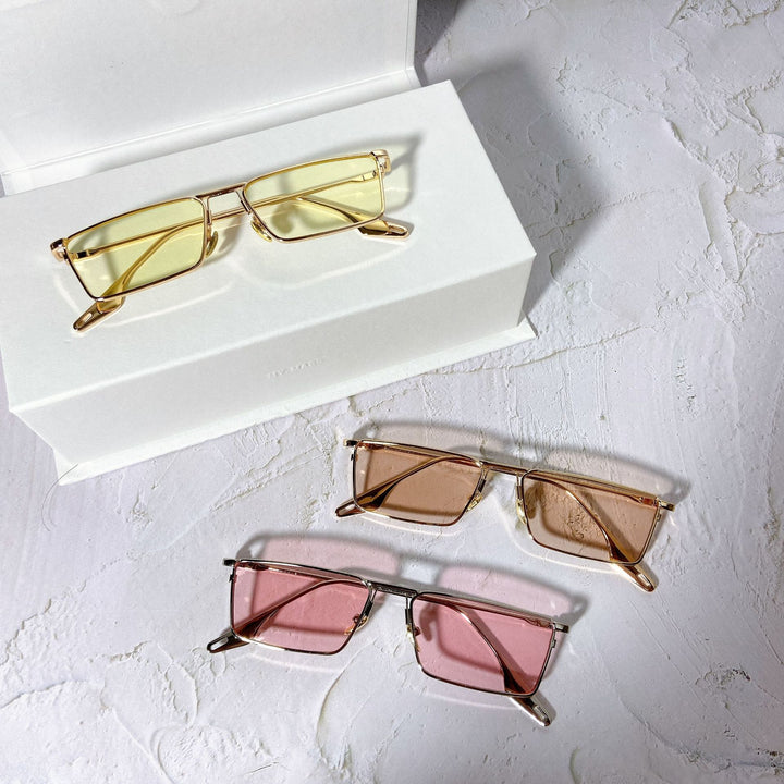Fashionable sunglasses with rectangular metal frame Kalsten