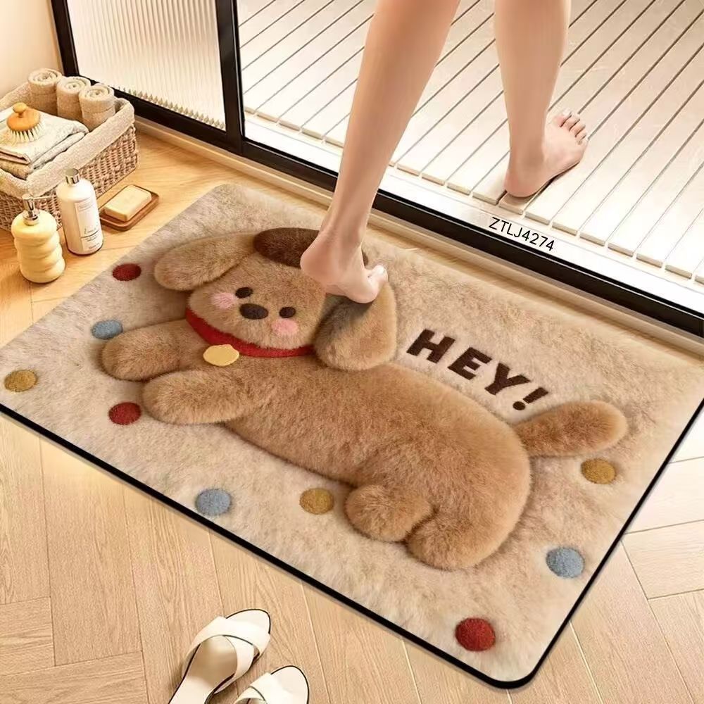 Cute Cartoon Pet-Themed Plush Bath Mat Kalsten