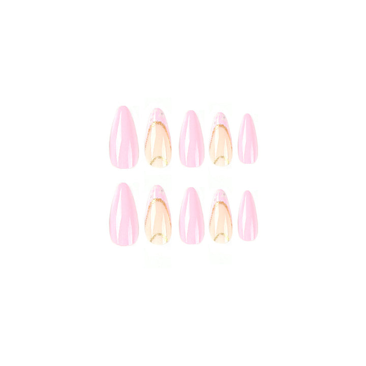 Elegant artificial nails with floral design and golden accents Kalsten