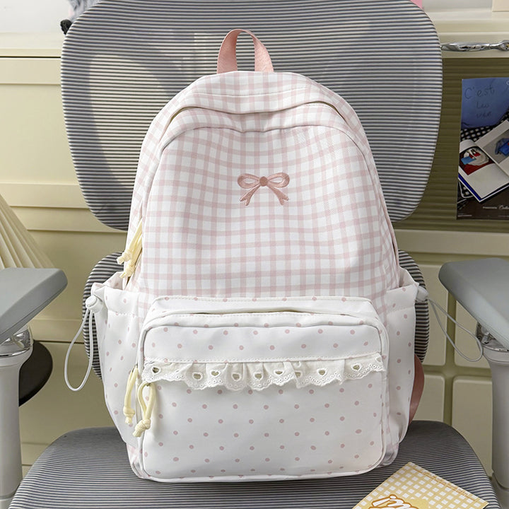 Playful Gingham Print School Backpack Kalsten