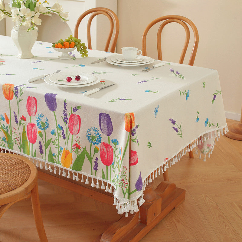 Decorative Floral Print Tablecloth