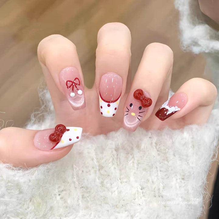 Glamorous artificial nails with playful 3D designs Kalsten