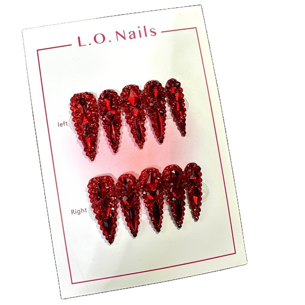 Rhinestone-Embellished Stiletto Nail Extensions Kalsten