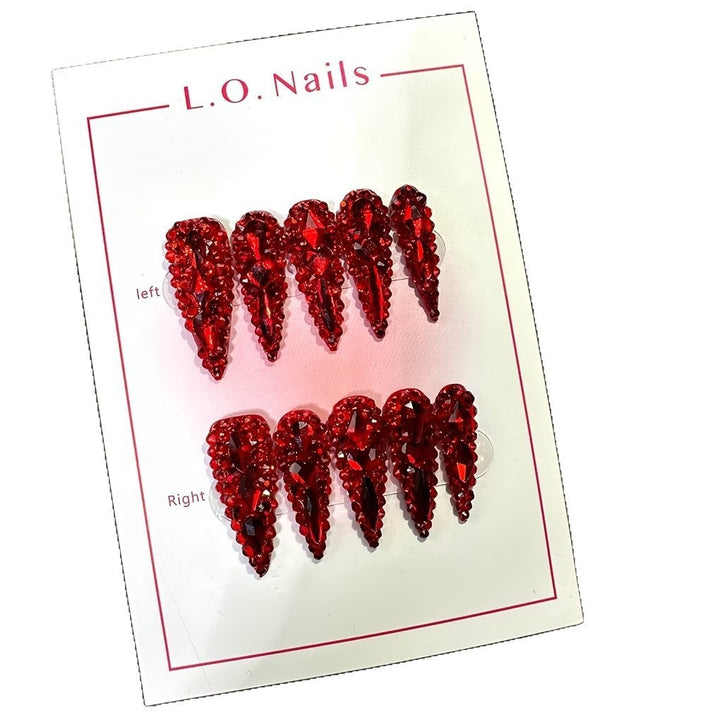 Rhinestone-Embellished Stiletto Nail Extensions Kalsten