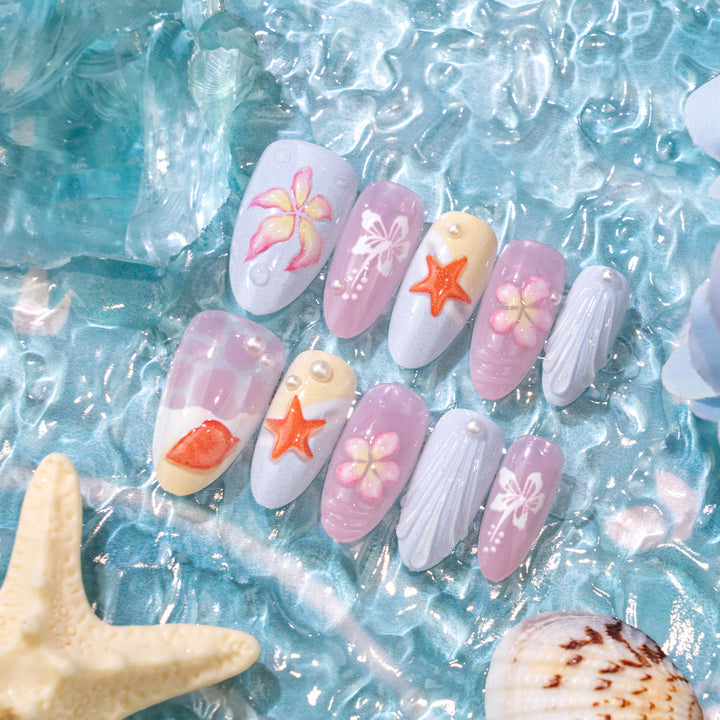 Tropical-Inspired Decorative Press-On Nail Art Set