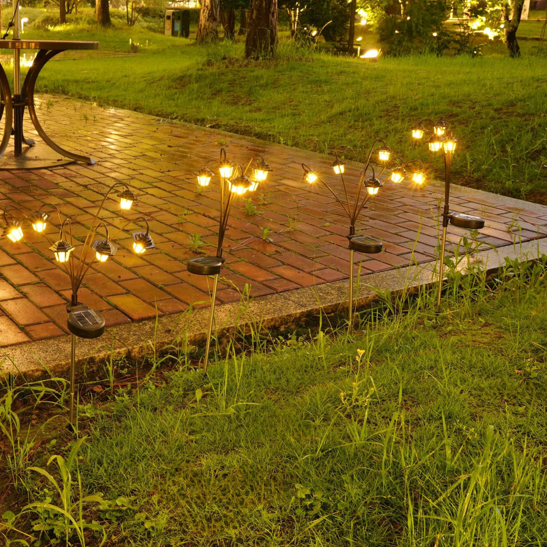 Decorative Multi-Head Solar Garden Stake Lanterns With Warm LED Kalsten
