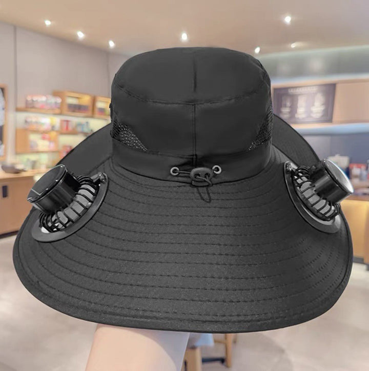 UV-Protect-Sun Hat with removable face and neck protection, integrated solar fan and breathable mesh Kalsten