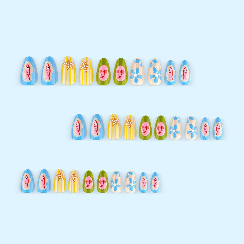 Artificial nails with playful fruit and flower motif Kalsten
