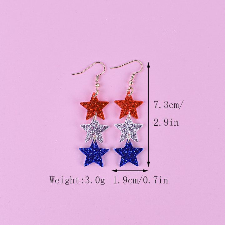 Women's nan triple star dangle glitter resin earrings with hypoallergenic hooks Kalsten
