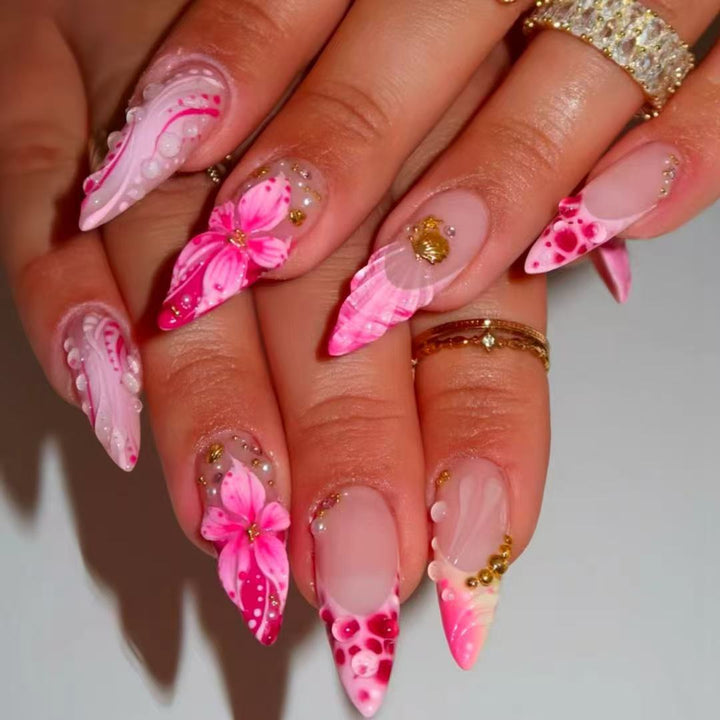 Floral Design Stiletto Press-On Nails Kalsten