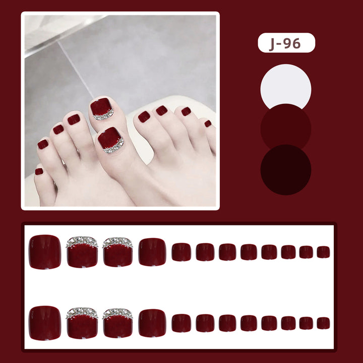 Glamorous Rhinestone-Accented Press-On Toenails Kalsten