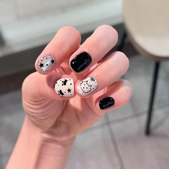 Artificial nails with cat and star design Kalsten