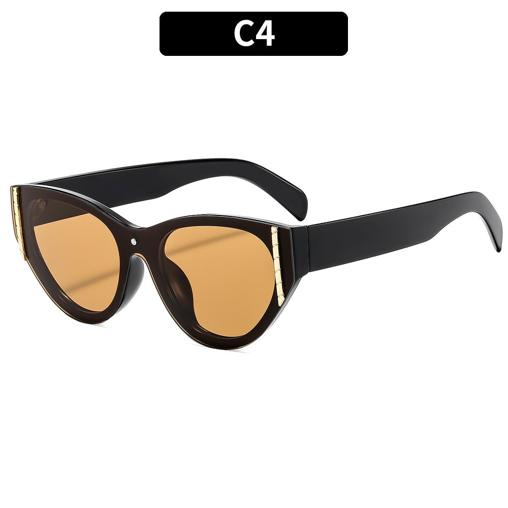 Fashionable Cat-Eye Sunglasses with Gold Accents