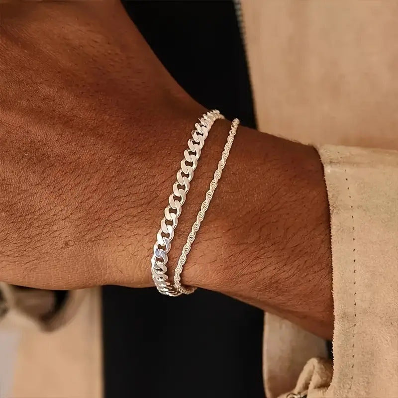 Layered Textured Chain Bracelet Kalsten