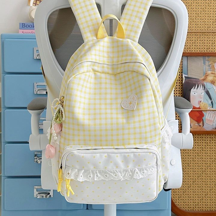 Stylish Gingham Patterned Backpack Kalsten