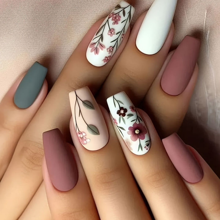Floral Art Acrylic Nail Set Kalsten