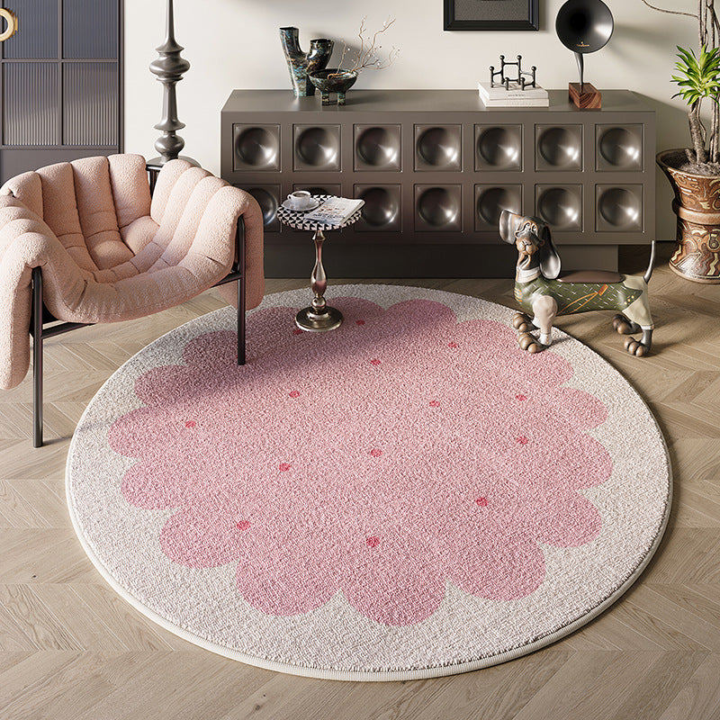 Floral-Themed Round Area Rug