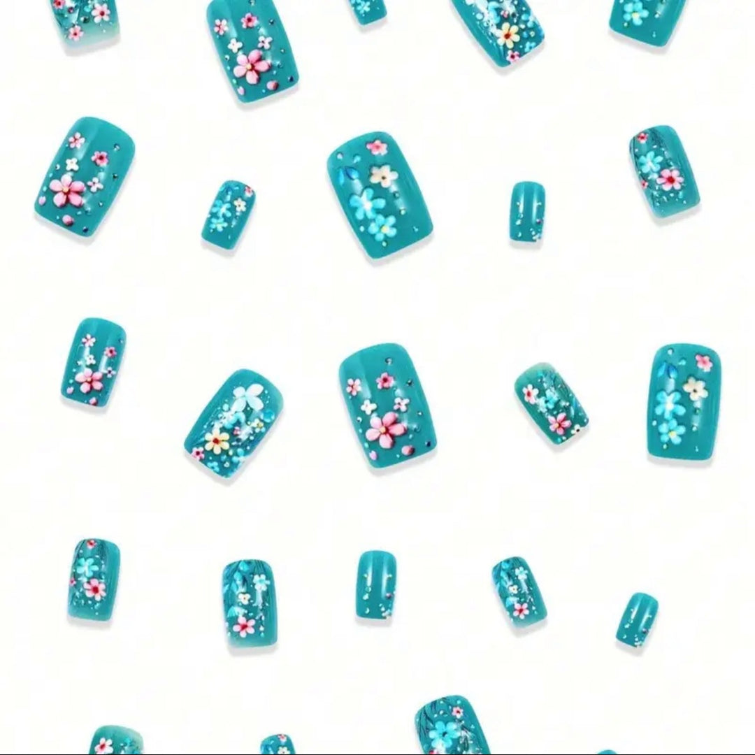 Artificial nail set with vibrant floral designs Kalsten
