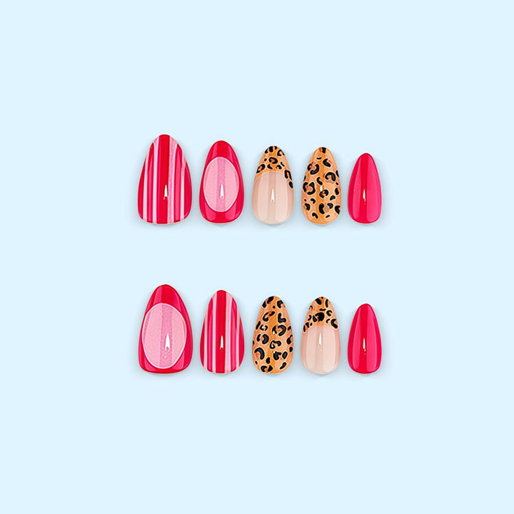 Artificial nails with trendy leopard and striped decorations Kalsten