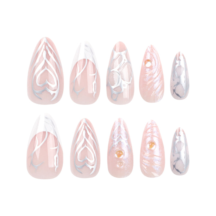 Artistic stiletto nails with holographic effects Kalsten