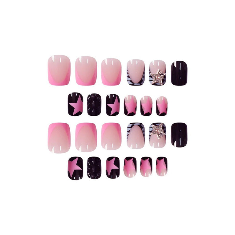 Artistic Press-On Nail Set with Star and Gem Accents Kalsten