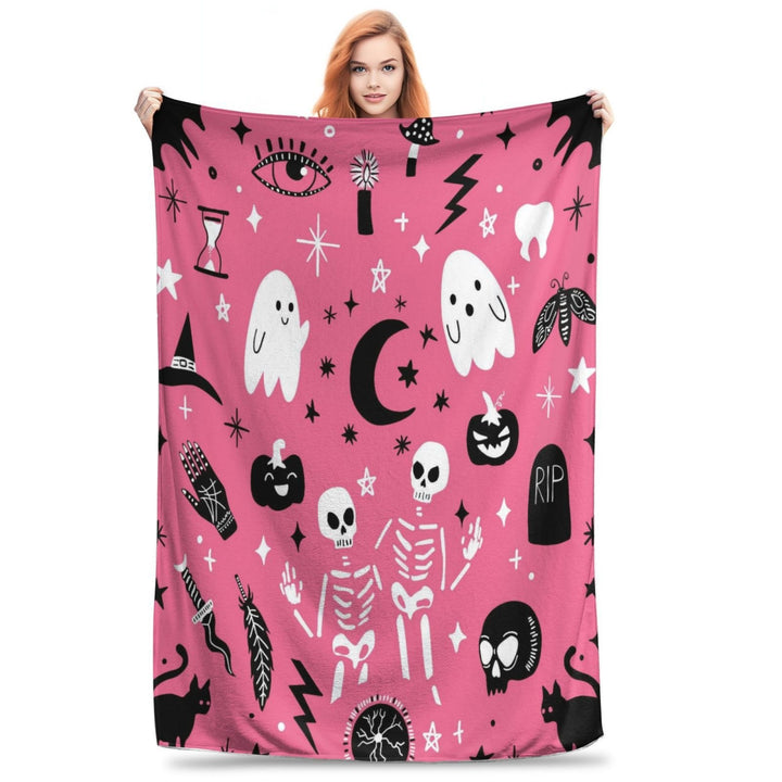Halloween-Themed Cozy Fleece Blanket