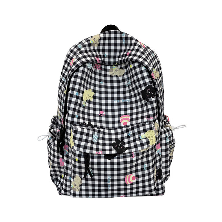 Backpack with Creative Checkered Pattern and Playful Appliqués Kalsten
