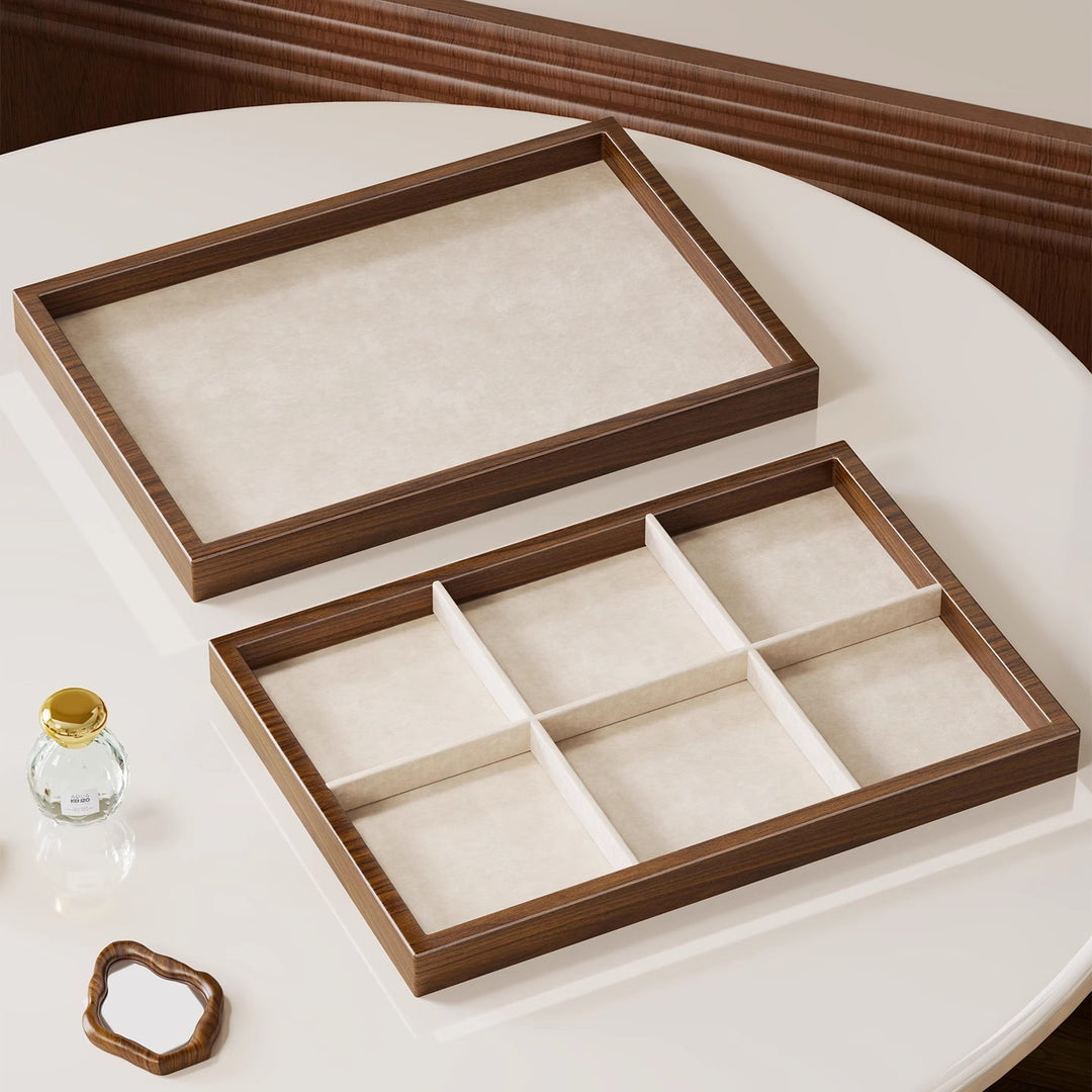 Twelve-Compartment Bamboo Jewelry Organizer Tray