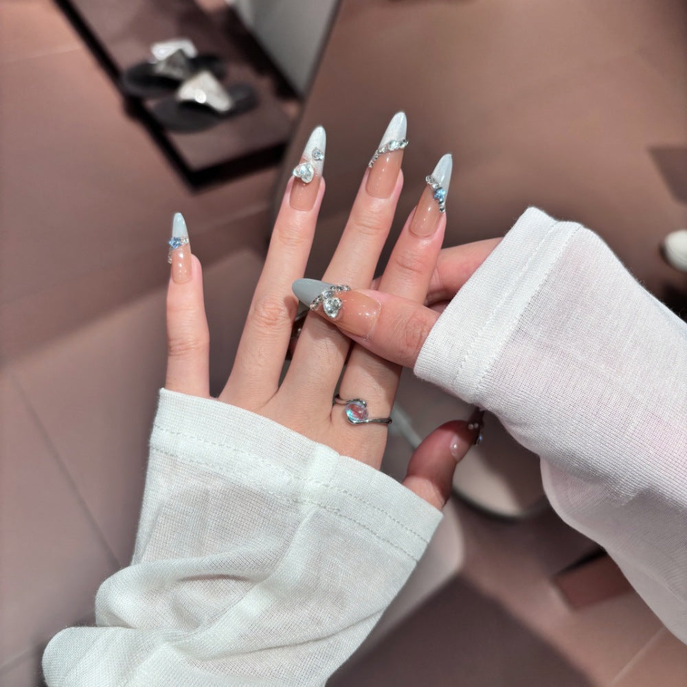 Elegant Stiletto Press-On Nails with Intricate Floral Accents Kalsten