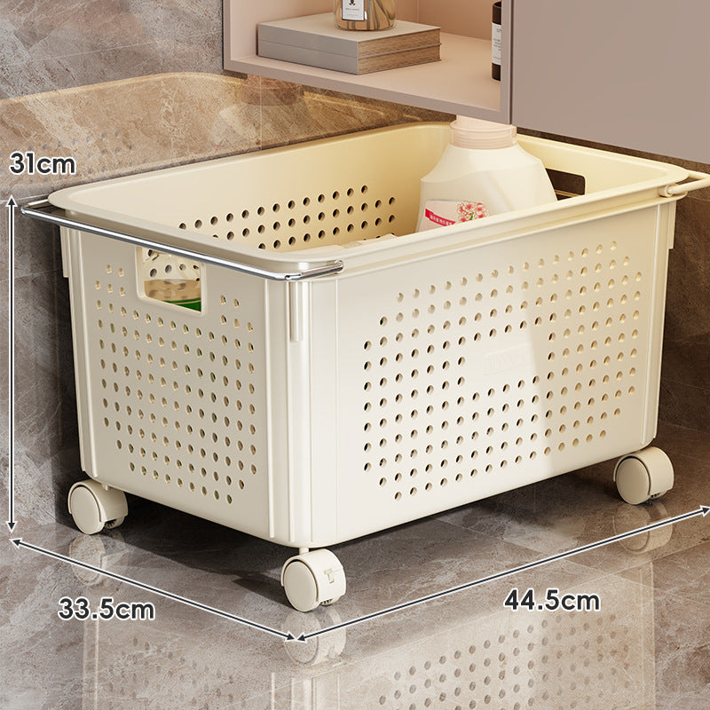 Rolling Ventilated Laundry Storage Cart with Handles