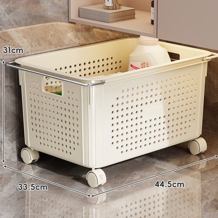 Rolling Ventilated Laundry Storage Cart with Handles