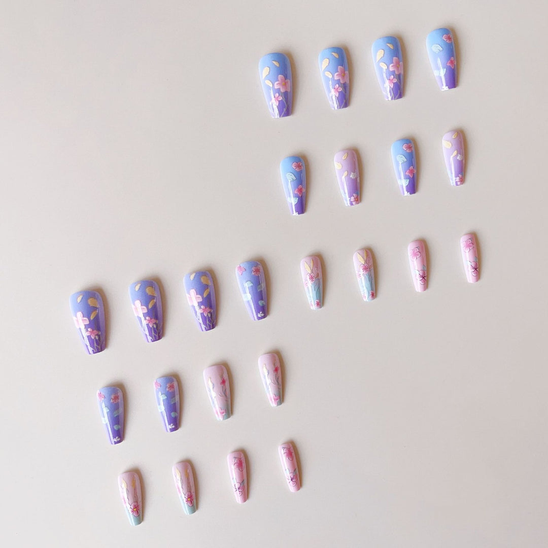 Artificial Nail Set with Floral 3D Decorations Kalsten