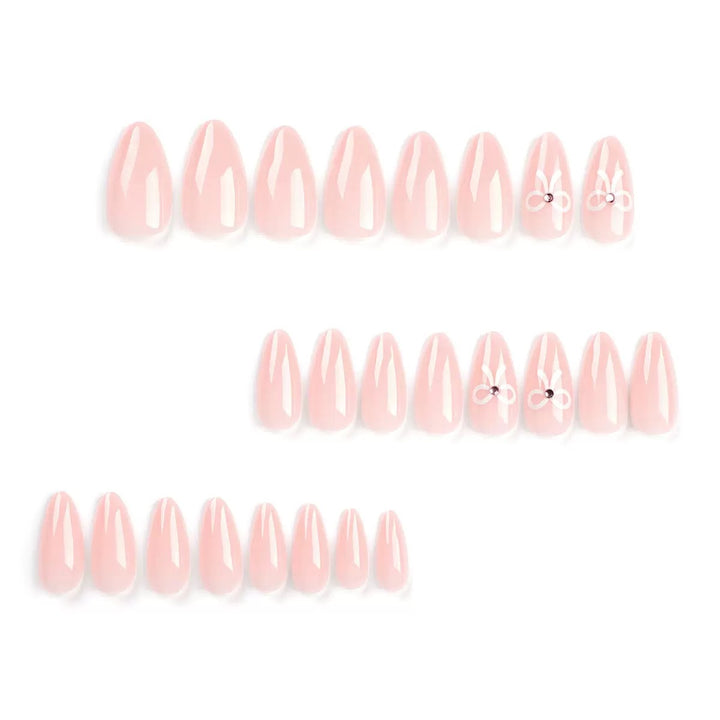 Acrylic nail set with elegant bow decorations Kalsten