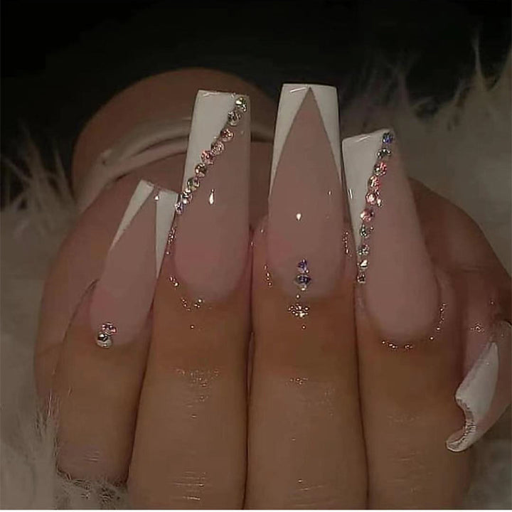 Artistic Stiletto Press-On Nails with Rhinestone Accents Kalsten