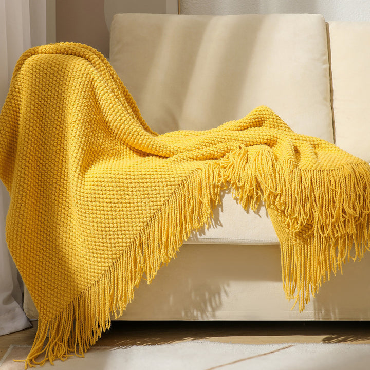 Textured Fringe Throw Blanket Kalsten