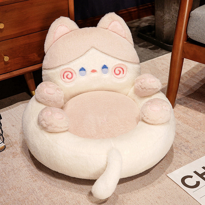 Plush pet bed with raised edge and removable cuddly pillow