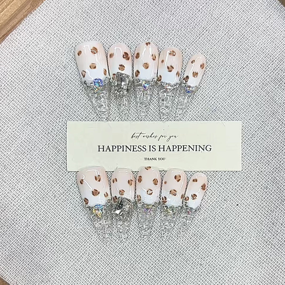 Press-On Nail Art with Glitter and Gem Accents Kalsten