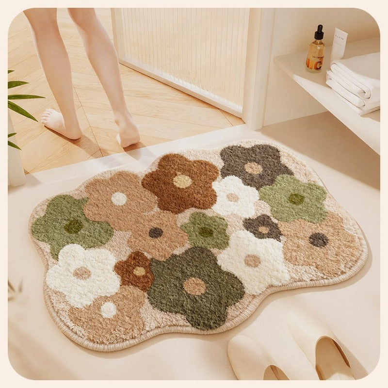 Flower design bath mat
