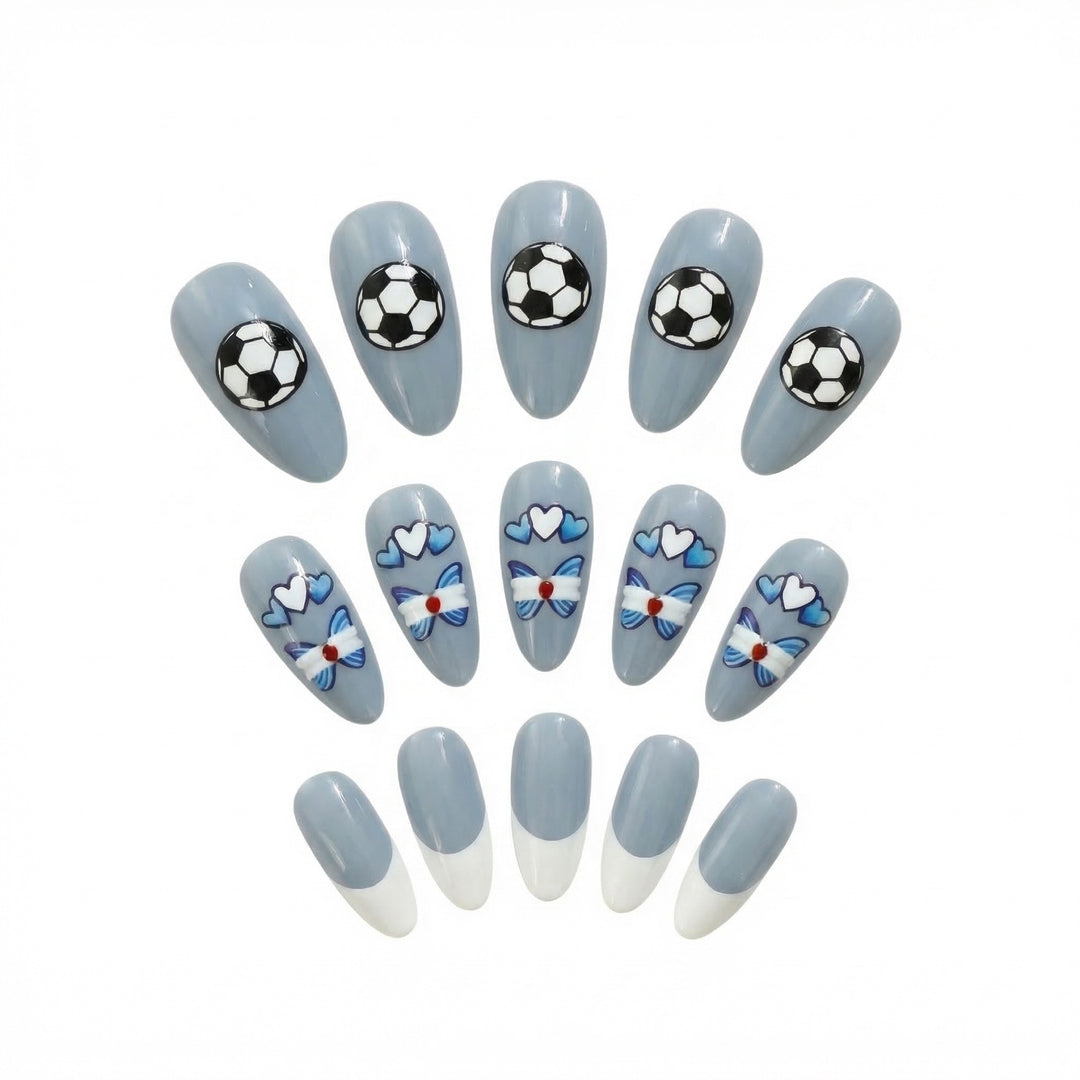 Sporty artificial nails with soccer motif Kalsten