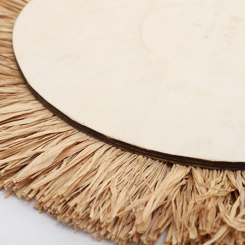 Decorative wall mirror with natural rattan frame Kalsten