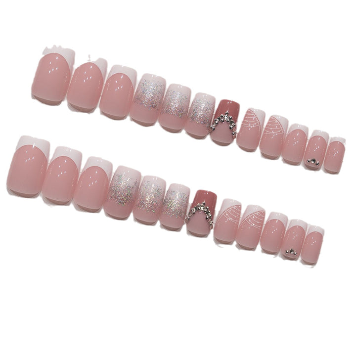 Decorative Press-On Nail Art Set with Rhinestone Accents Kalsten