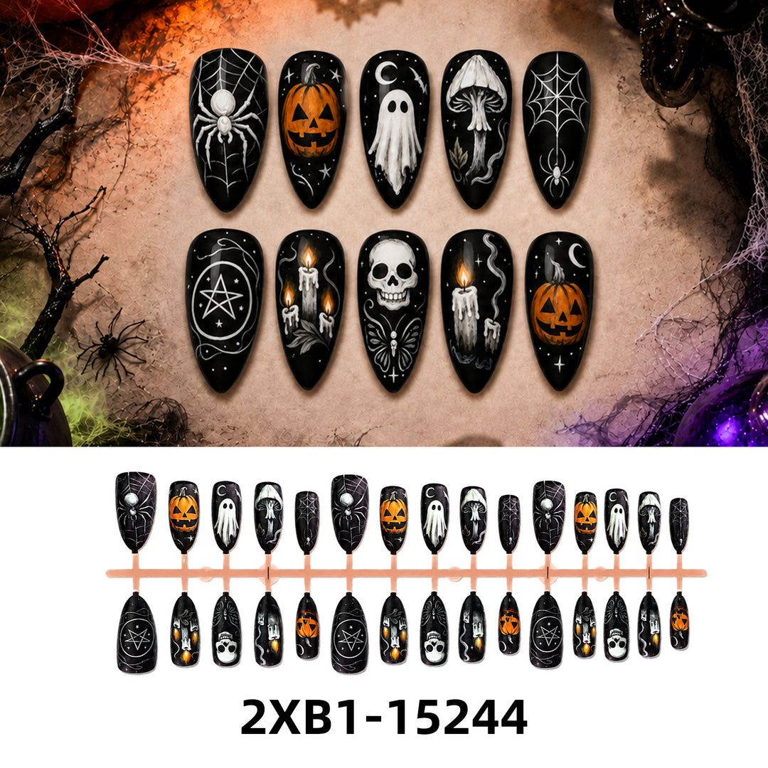 Acrylic nail set with creative Halloween motifs Kalsten