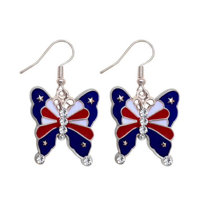 Women's stud earrings wing design enamel with star motif and fine alloy Kalsten
