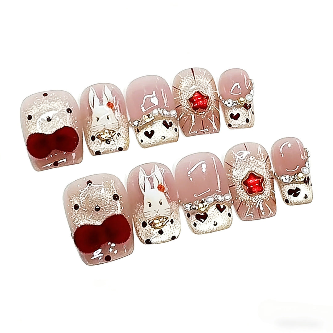 Artistic Themed Press-On Nail Set with Cute Designs Kalsten