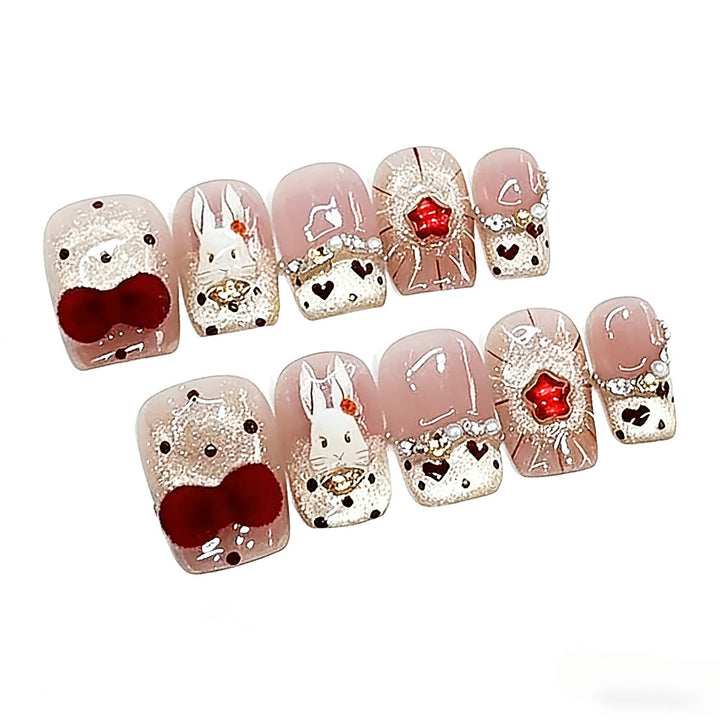 Artistic Themed Press-On Nail Set with Cute Designs Kalsten