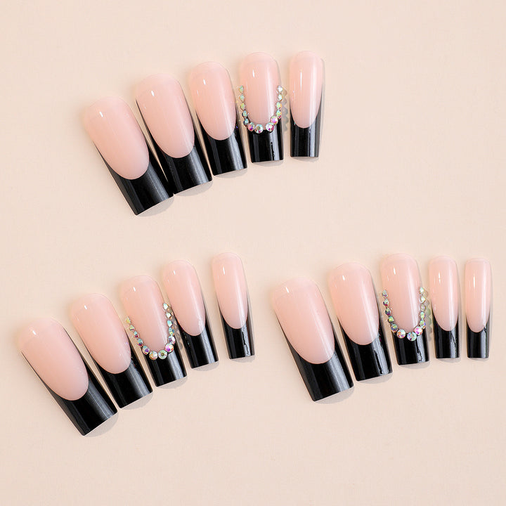 Artificial nail set with elegant rhinestone decorations and stylish high-gloss finish Kalsten