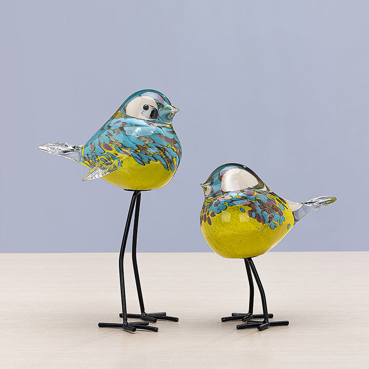 Handblown Decorative Glass Bird Sculpture on Metal Legs Kalsten